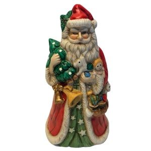 Vintage Old World Santa Claus Music Box Toys Stars Doll Rocking Horse Taiwan